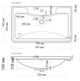 Мебельная раковина Madera Adel 80см белый 4627173210249